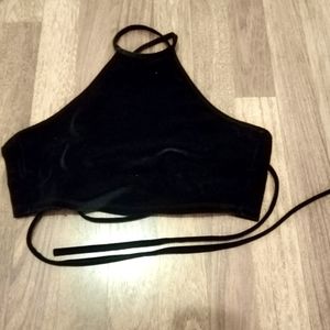 Crop top, black velvet, never worn, sexy, size small
